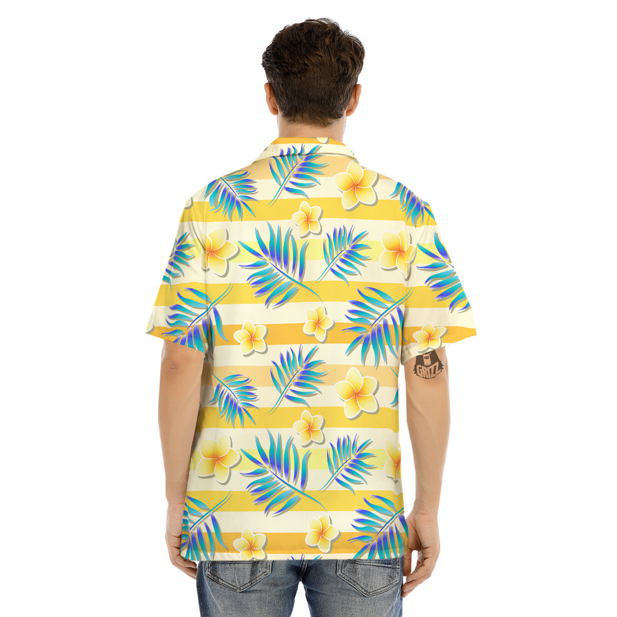 Frangipani Yellow Print Pattern Men's Hawaiian Shirt-grizzshop
