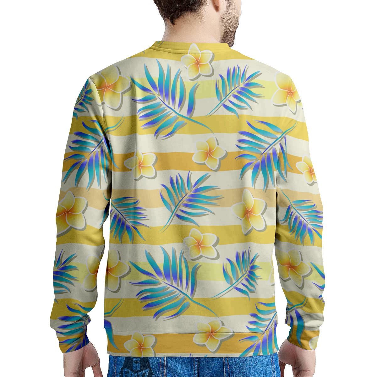 Frangipani Yellow Print Pattern Men's Sweatshirt-grizzshop
