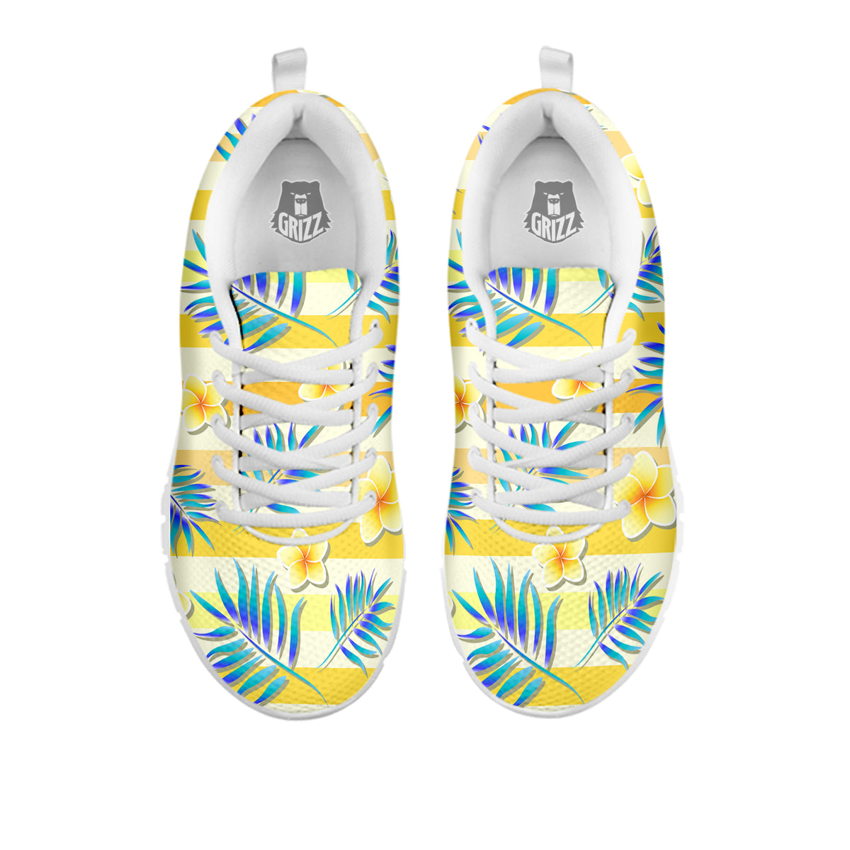 Frangipani Yellow Print Pattern White Sneaker-grizzshop