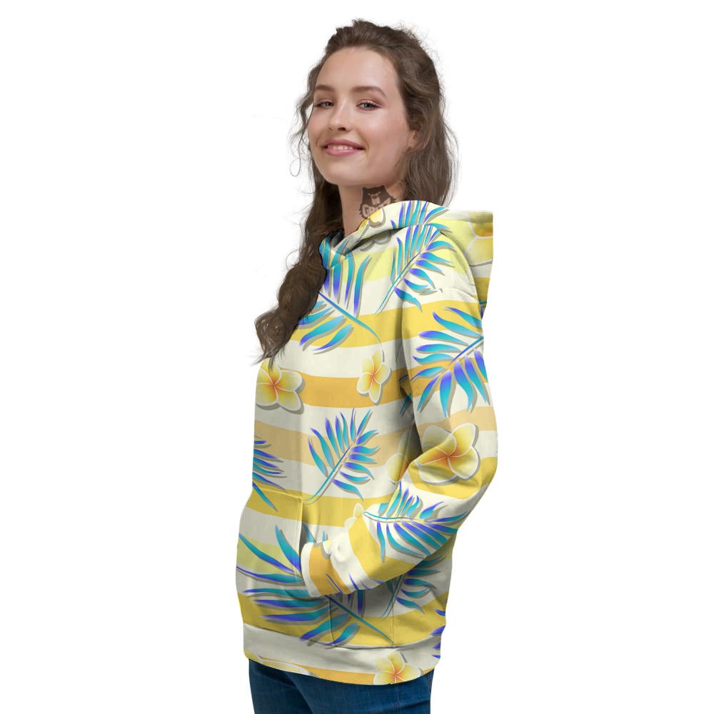 Frangipani Yellow Print Pattern Women's Hoodie-grizzshop