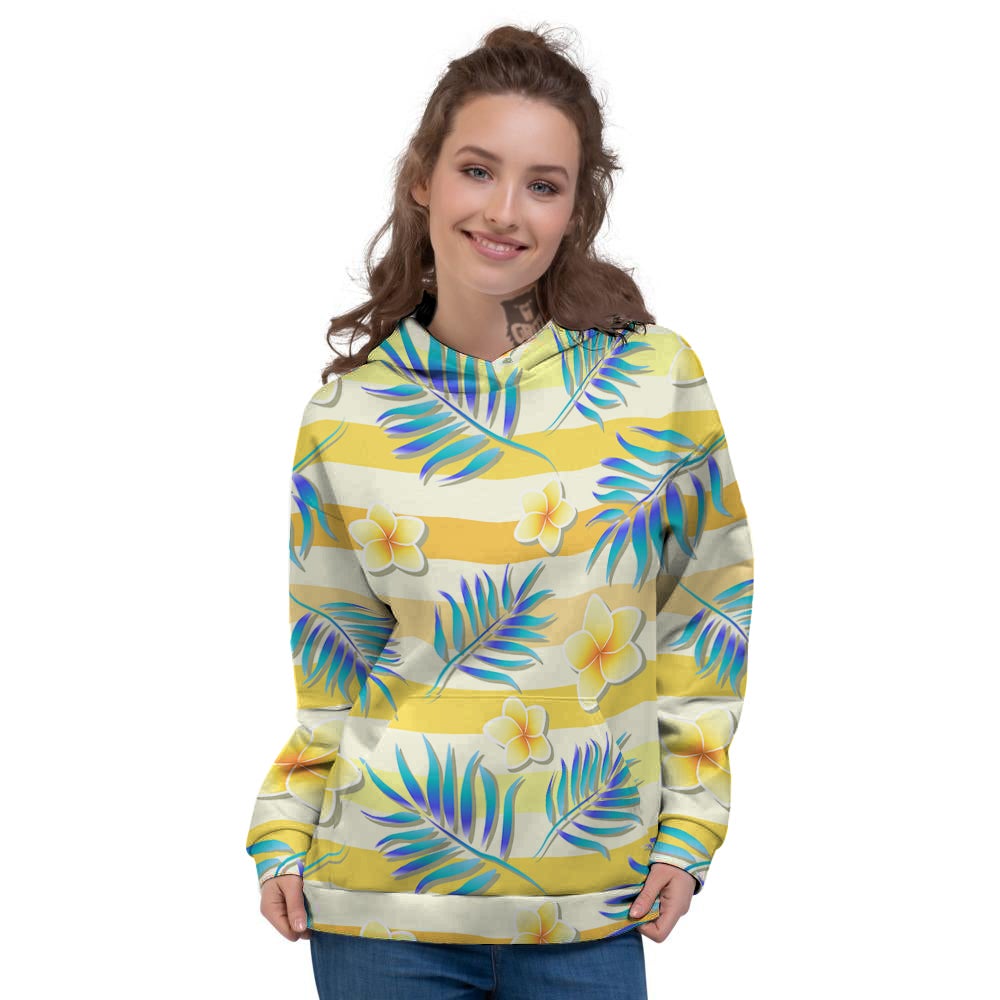Frangipani Yellow Print Pattern Women's Hoodie-grizzshop