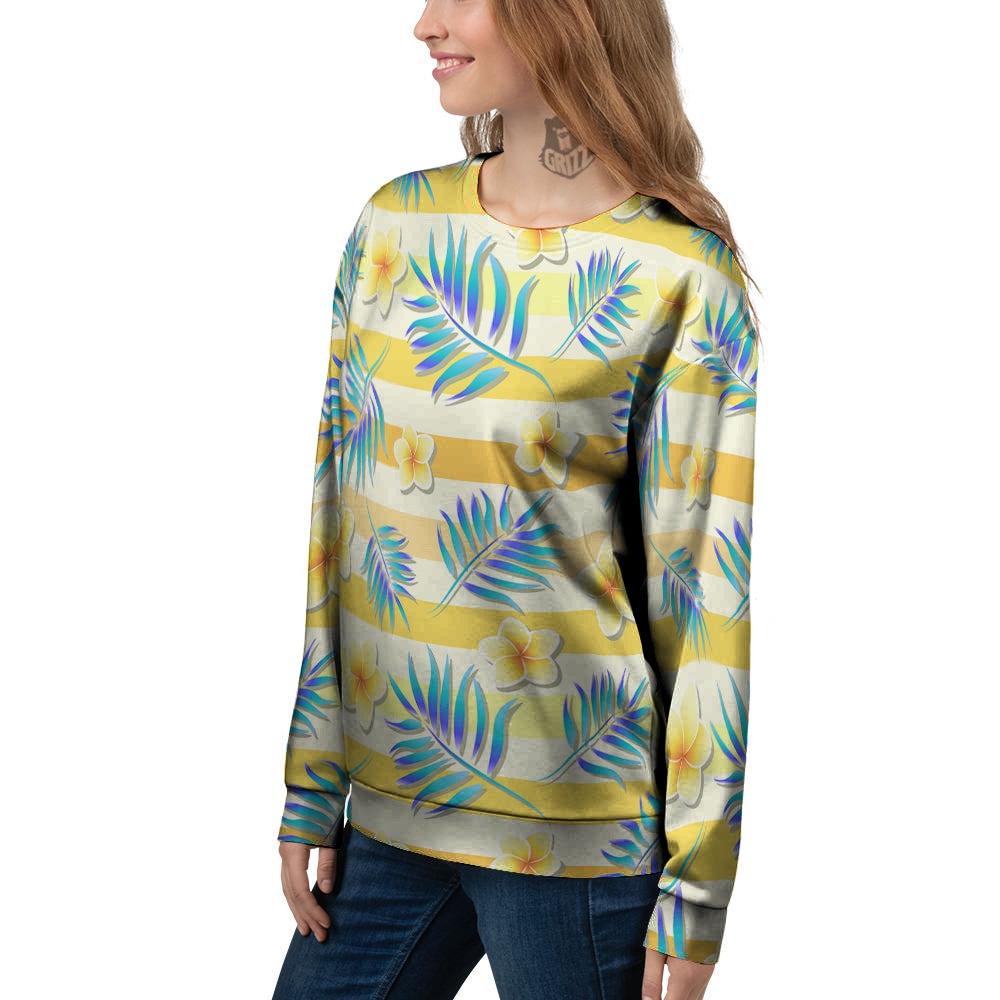 Frangipani Yellow Print Pattern Women's Sweatshirt-grizzshop