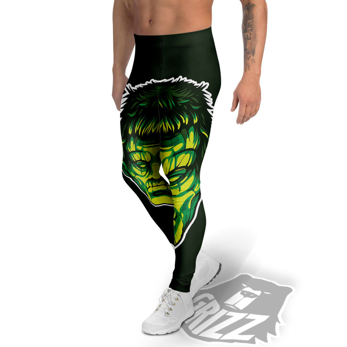 Frankenstein Cartoon Print Men's Leggings-grizzshop