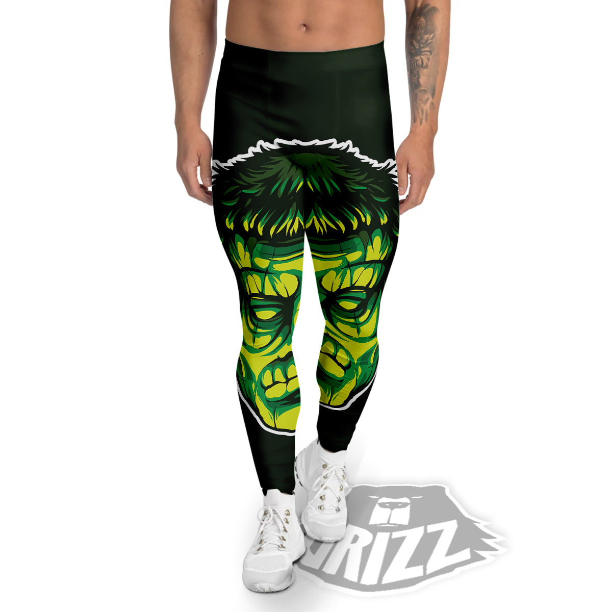 Frankenstein Cartoon Print Men's Leggings-grizzshop
