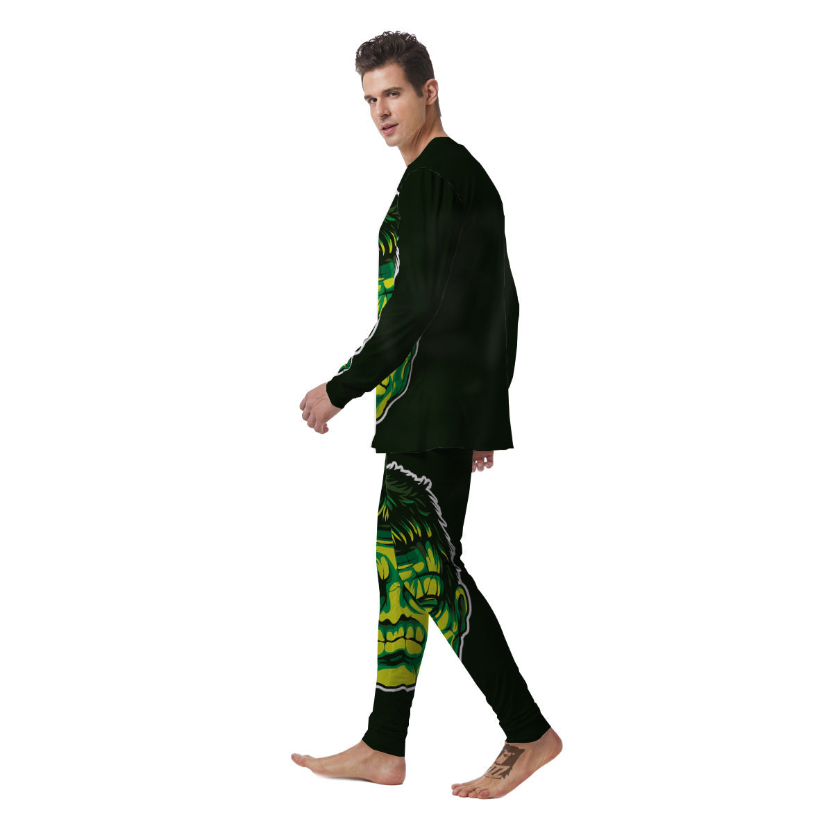 Frankenstein Cartoon Print Men's Pajamas-grizzshop