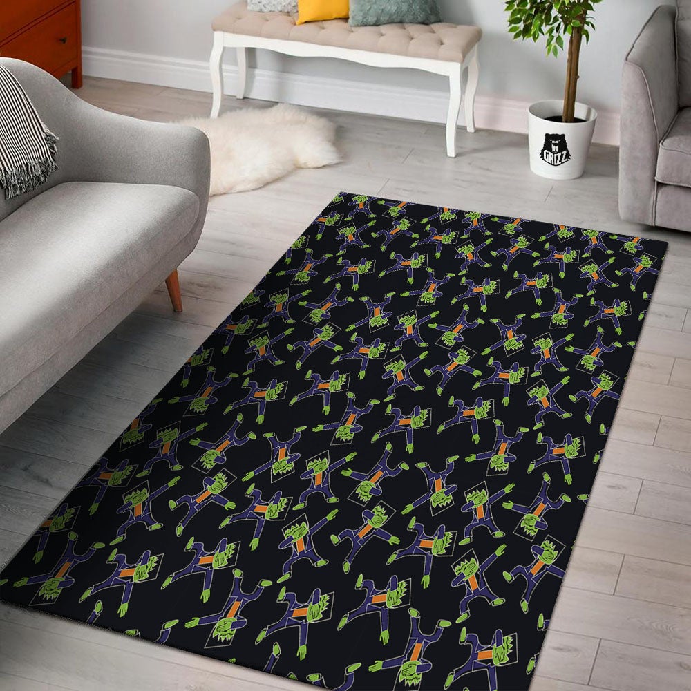 Frankenstein Halloween Print Pattern Floor Mat-grizzshop