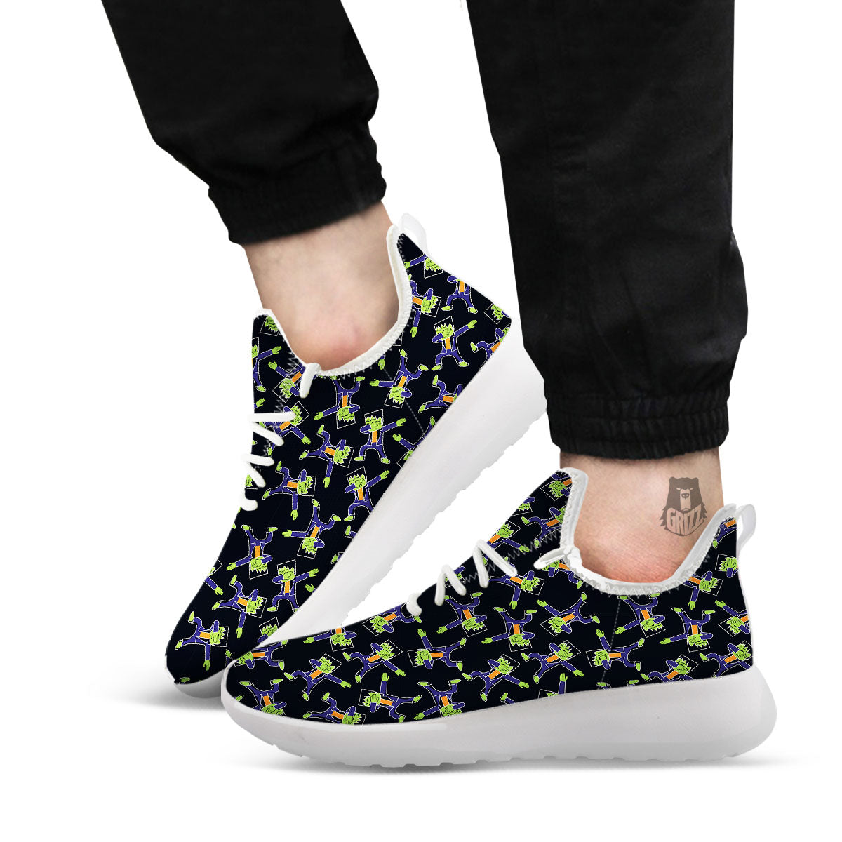 Frankenstein Halloween Print Pattern White Athletic Shoes-grizzshop