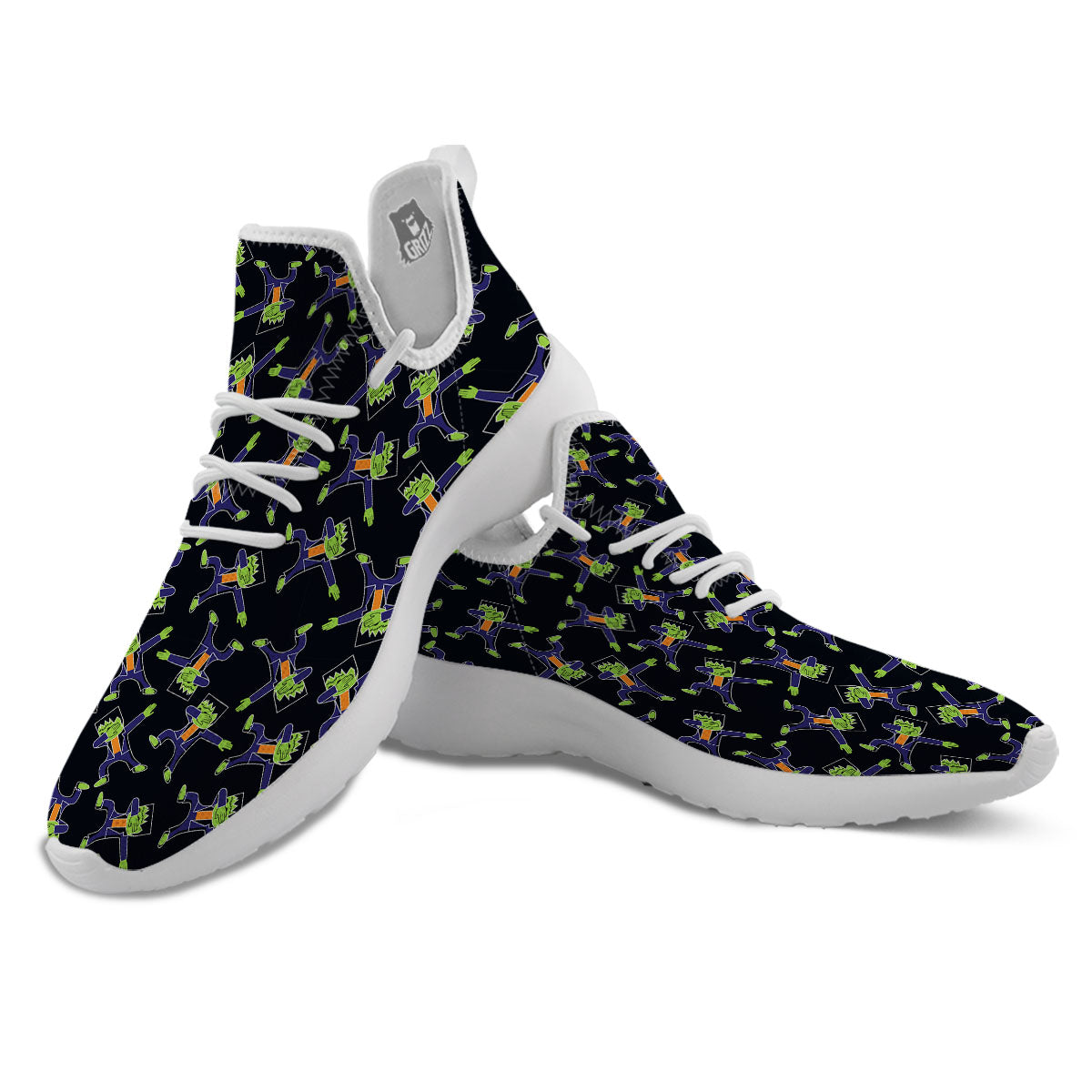 Frankenstein Halloween Print Pattern White Athletic Shoes-grizzshop