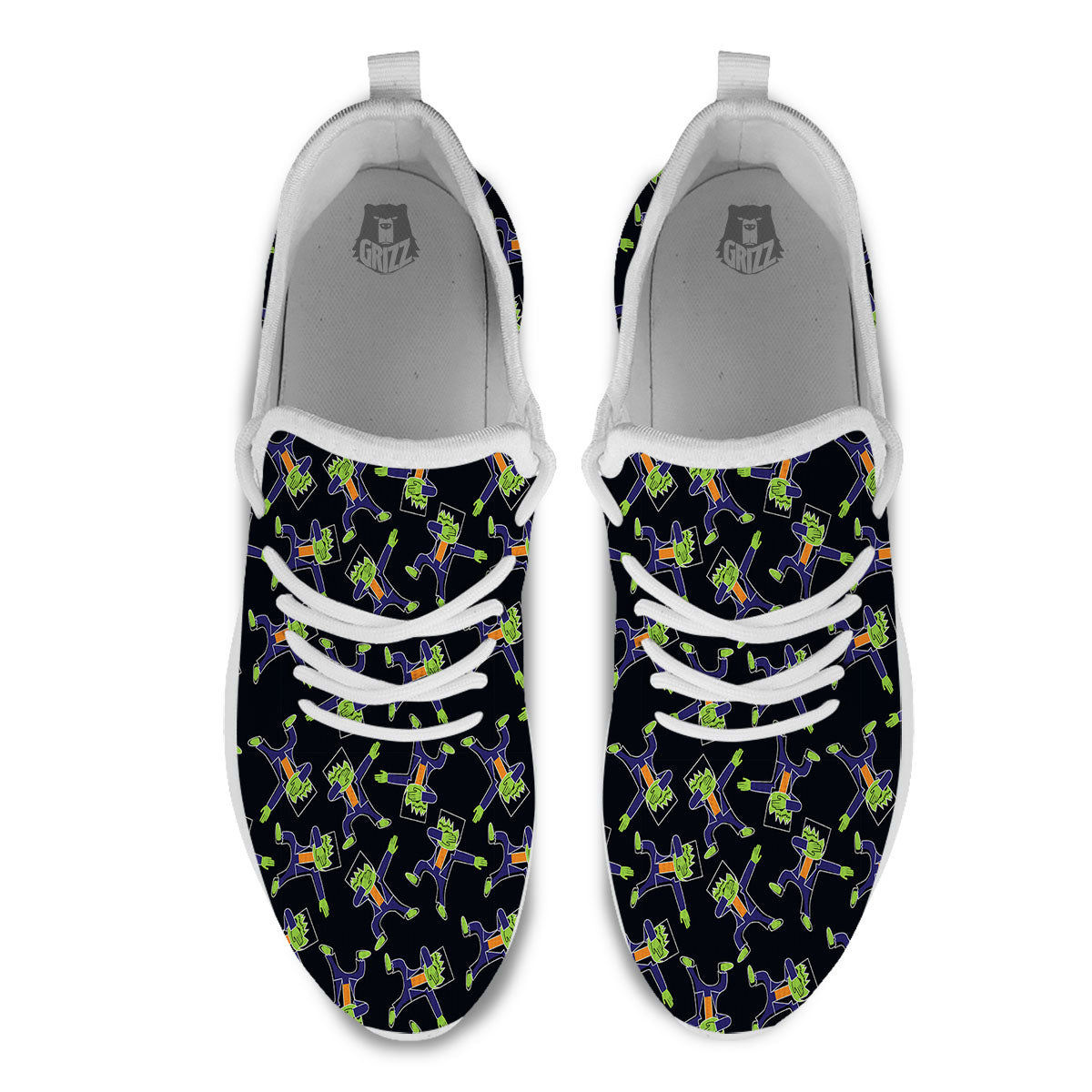 Frankenstein Halloween Print Pattern White Athletic Shoes-grizzshop