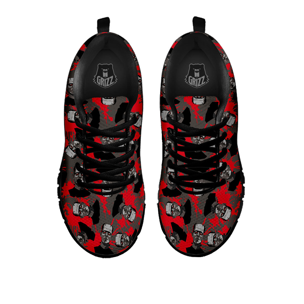 Frankenstein Horror Print Pattern Black Sneaker-grizzshop
