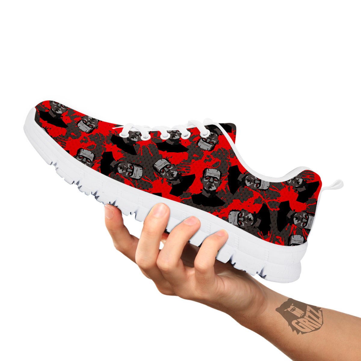 Frankenstein Horror Print Pattern White Sneaker-grizzshop