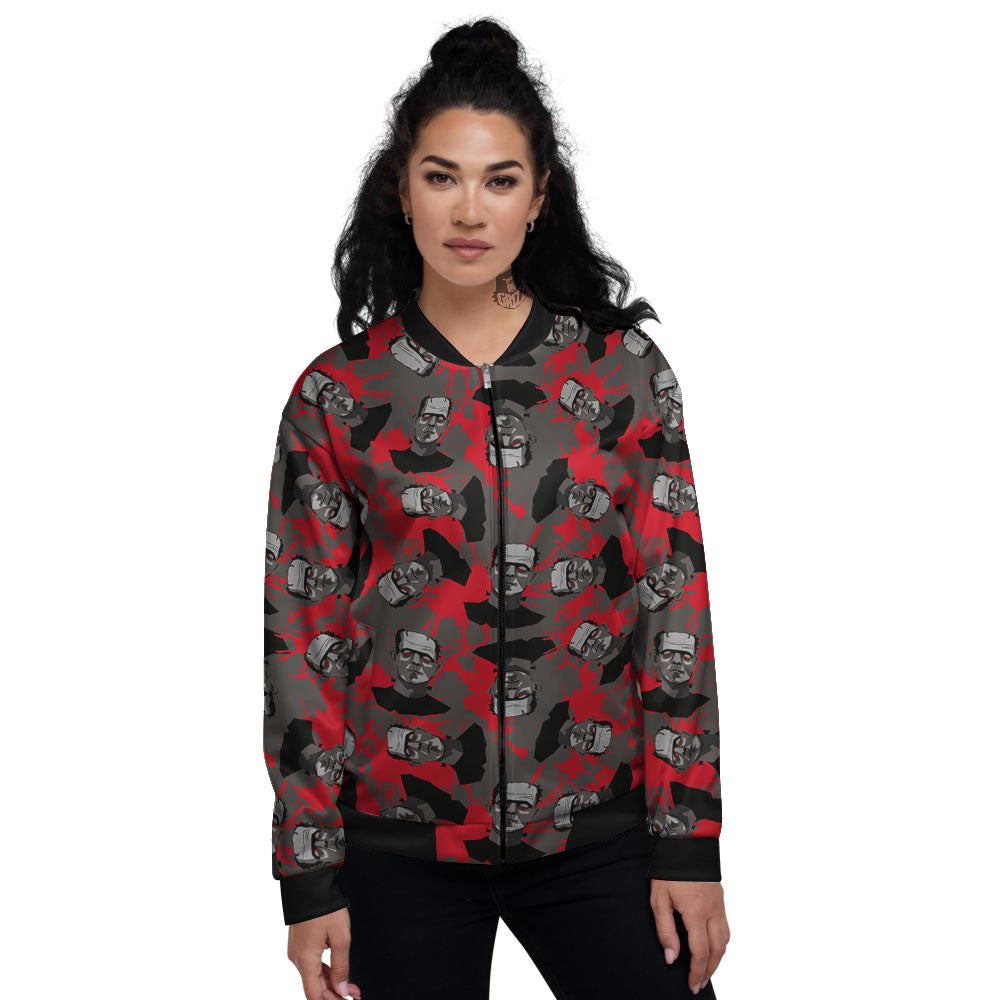 Frankenstein Horror Print Pattern Women's Bomber Jacket-grizzshop
