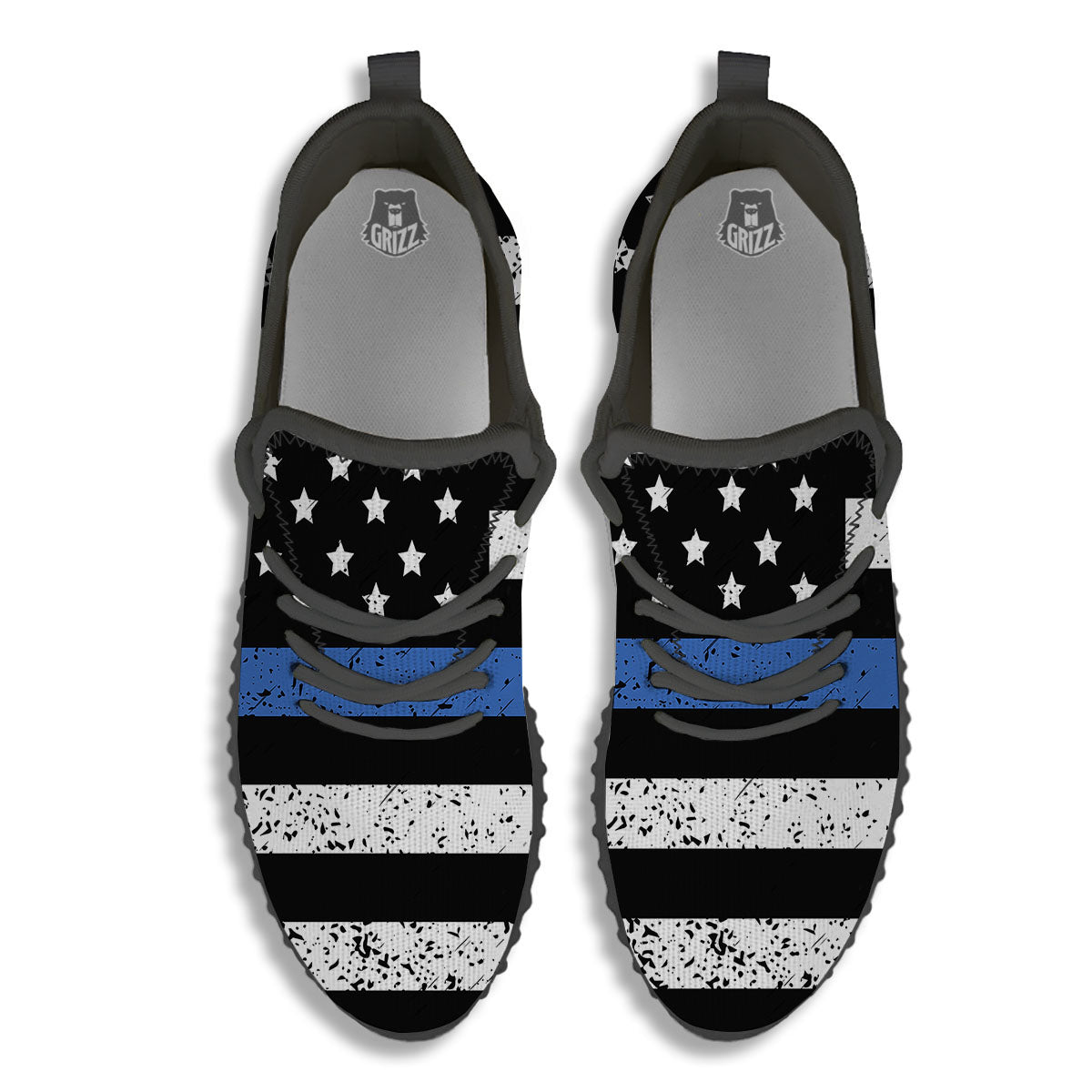 Freedom Life American Flag Print Black Walking Shoes-grizzshop
