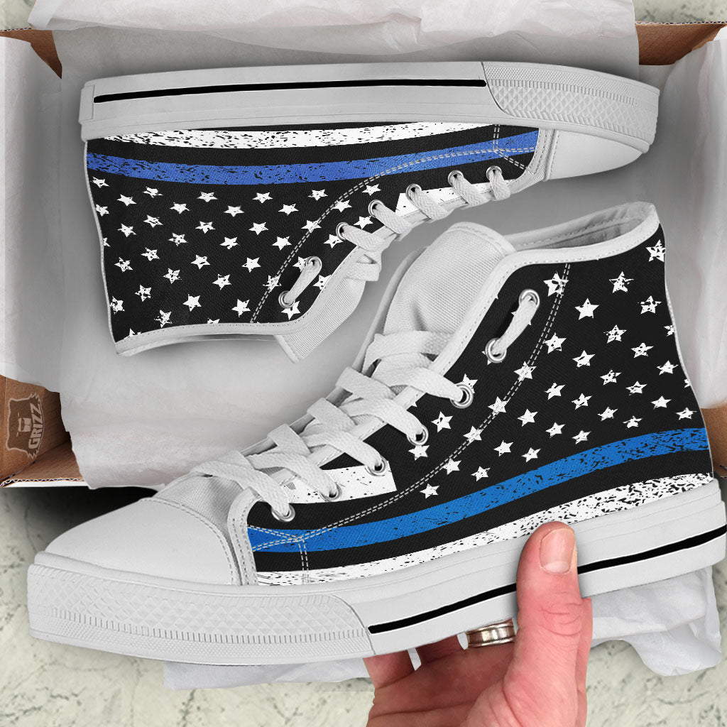 Freedom Life American Flag Print White High Top Shoes-grizzshop