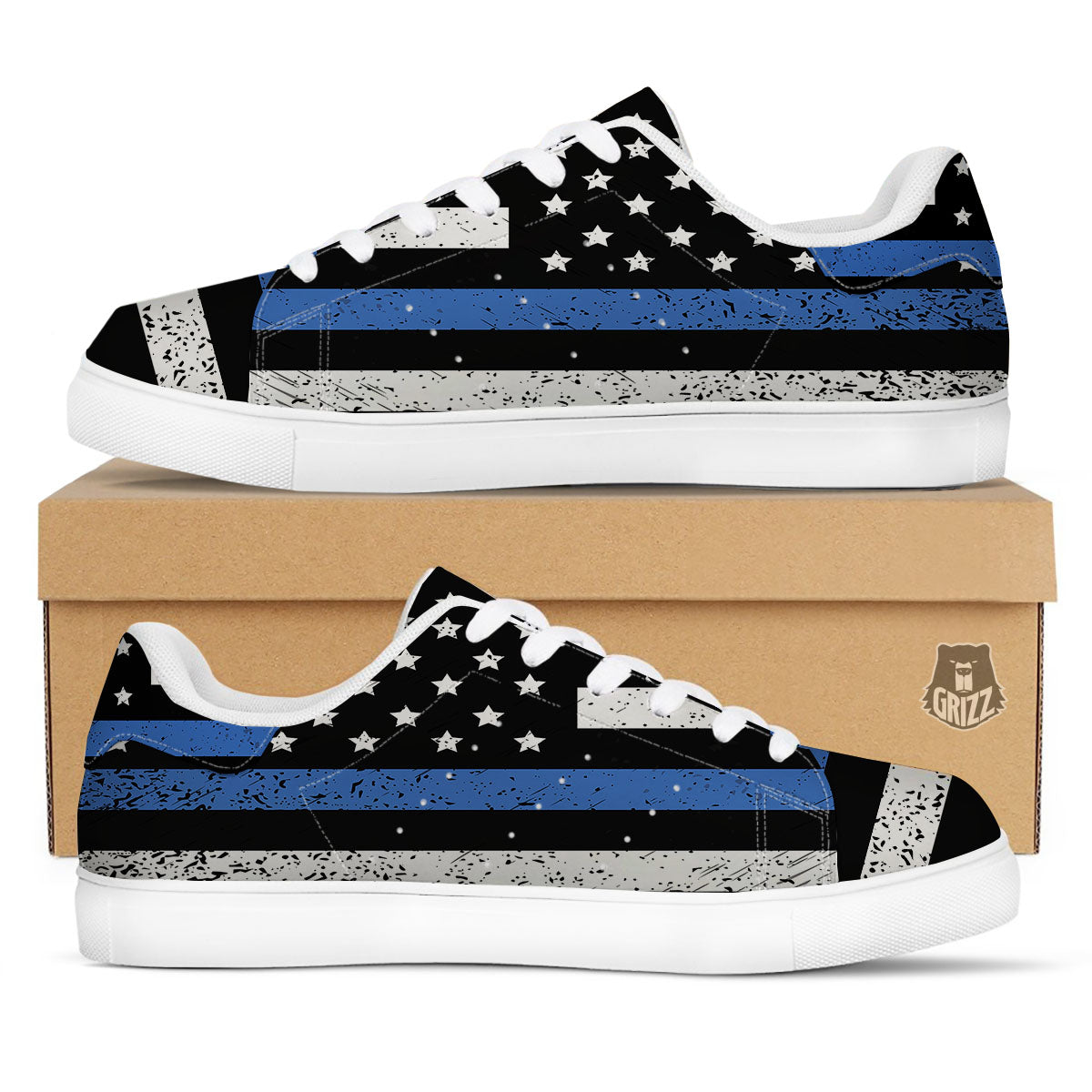 Freedom Life American Flag Print White Low Top Sneakers-grizzshop