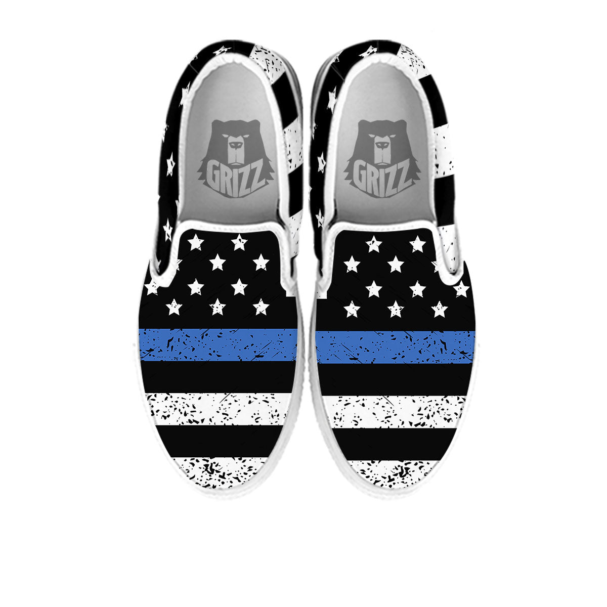 Freedom Life American Flag Print White Slip On Shoes-grizzshop