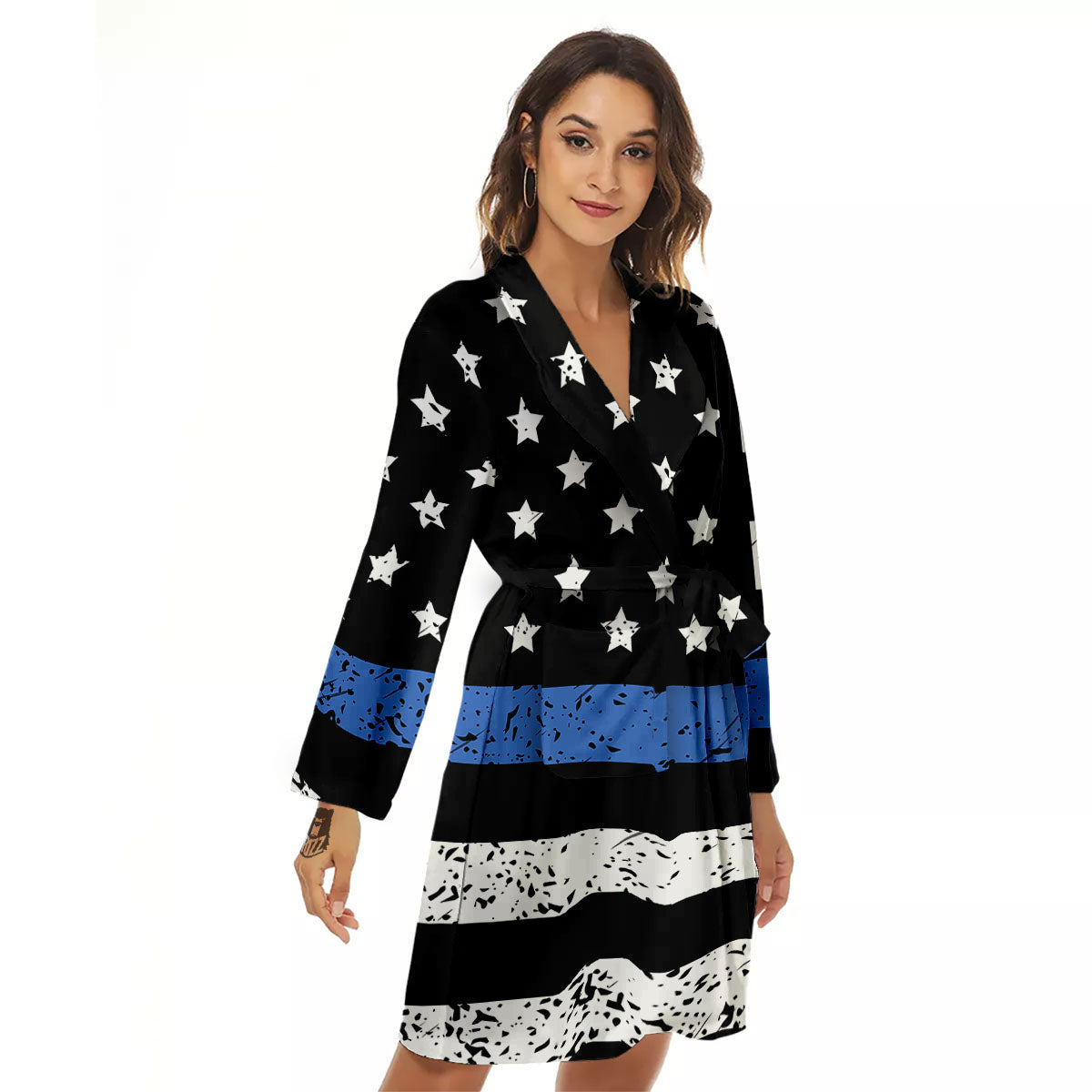 Freedom Life American Flag Print Women's Robe-grizzshop