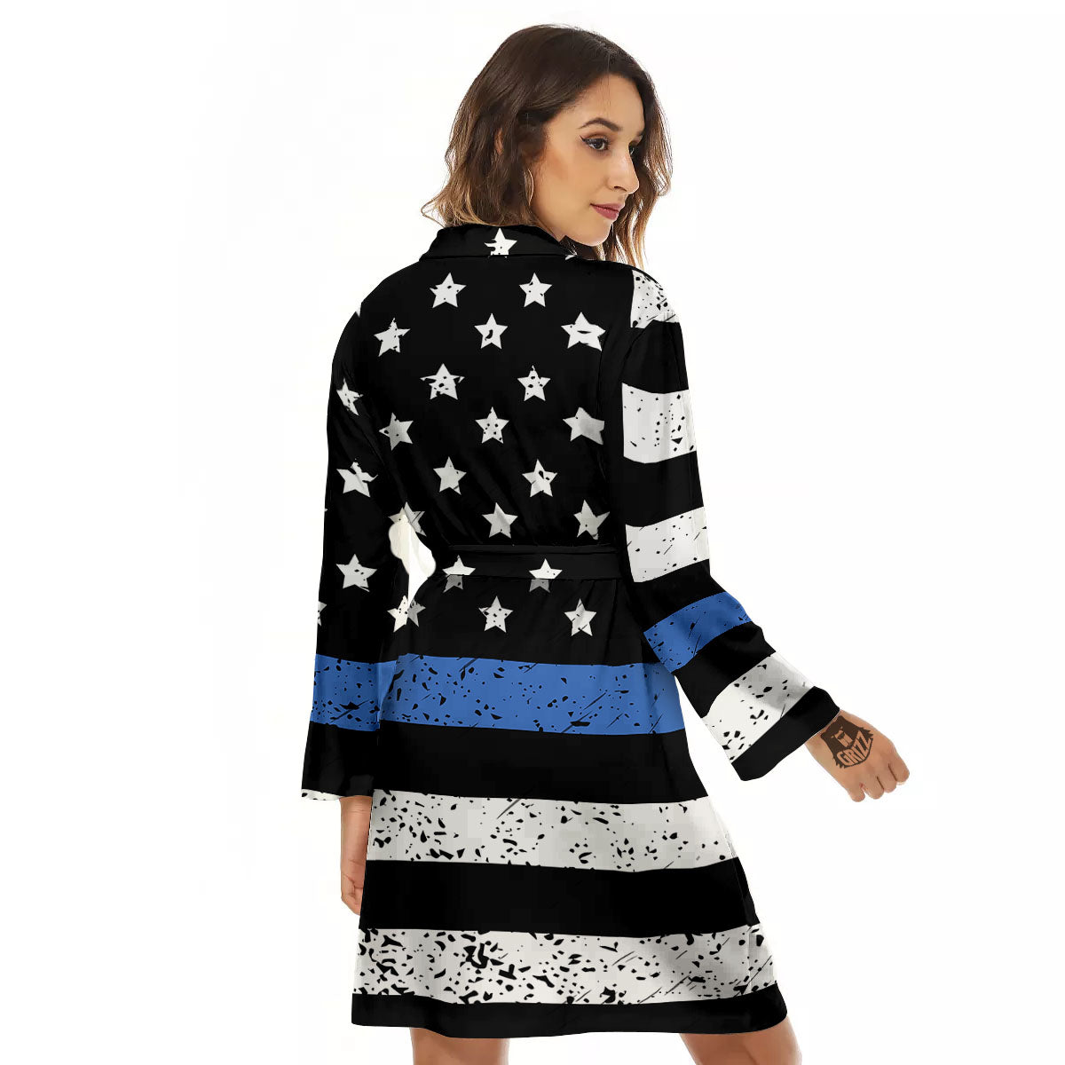 Freedom Life American Flag Print Women's Robe-grizzshop