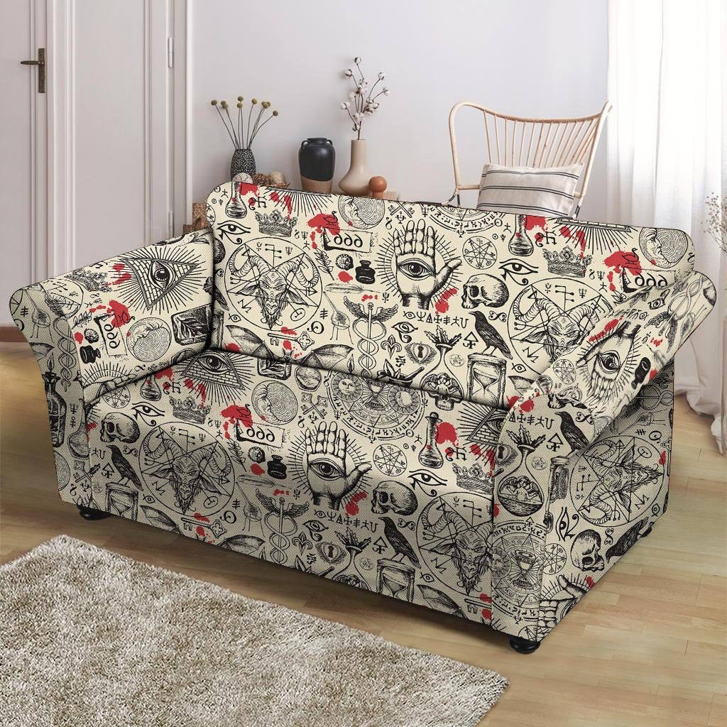 Freemason Satanic Gothic Witch Loveseat Cover-grizzshop