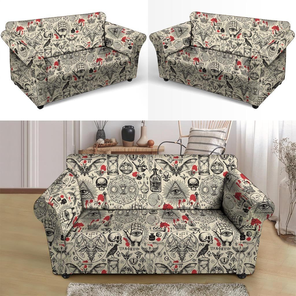 Freemason Satanic Gothic Witch Loveseat Cover-grizzshop