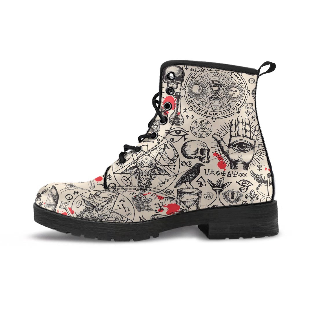 Freemason Satanic Gothic Witch Men's Boots-grizzshop