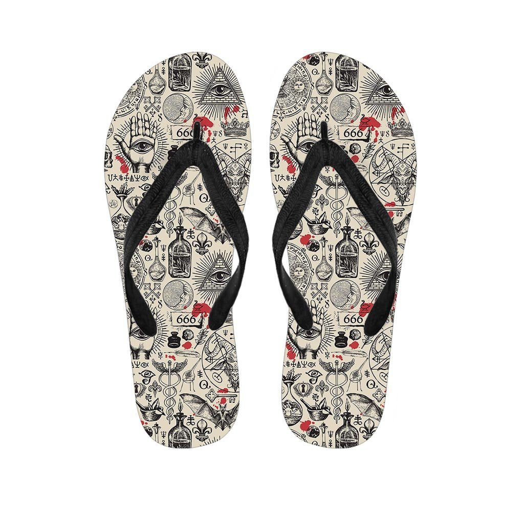 Freemason Satanic Gothic Witch Men's Flip Flops-grizzshop