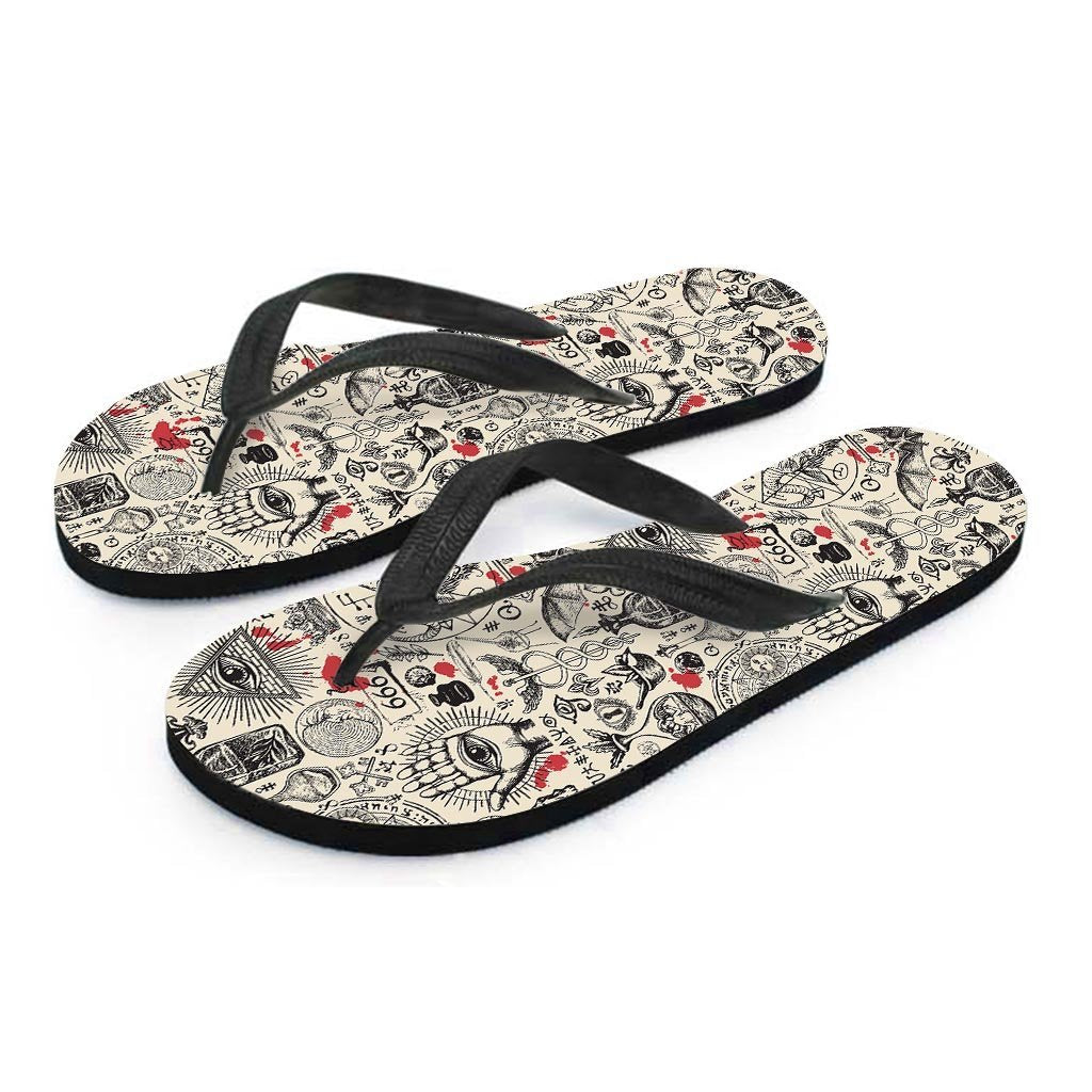 Freemason Satanic Gothic Witch Men's Flip Flops-grizzshop