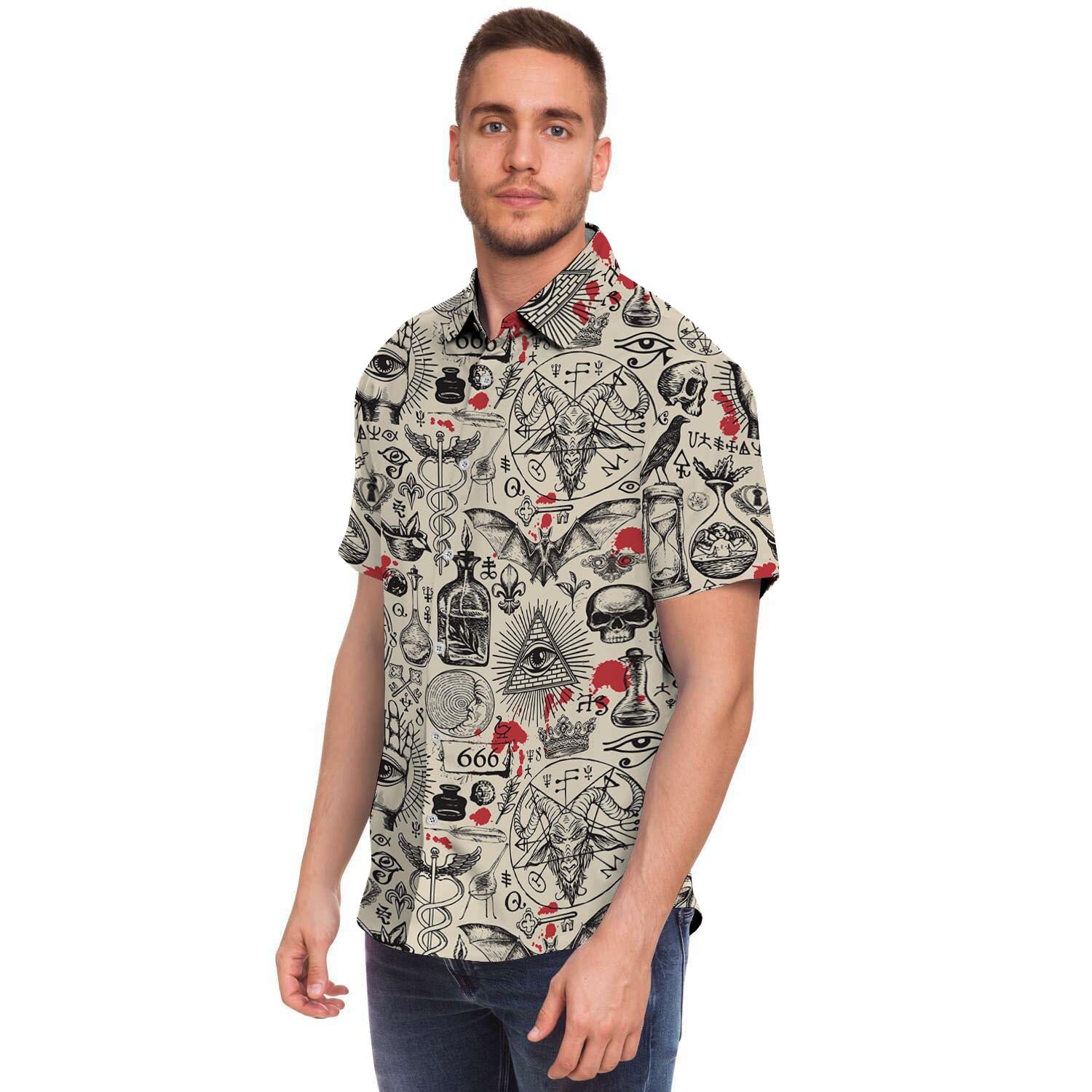 Freemason Satanic Gothic Witch Men's Short Sleeve Shirt-grizzshop