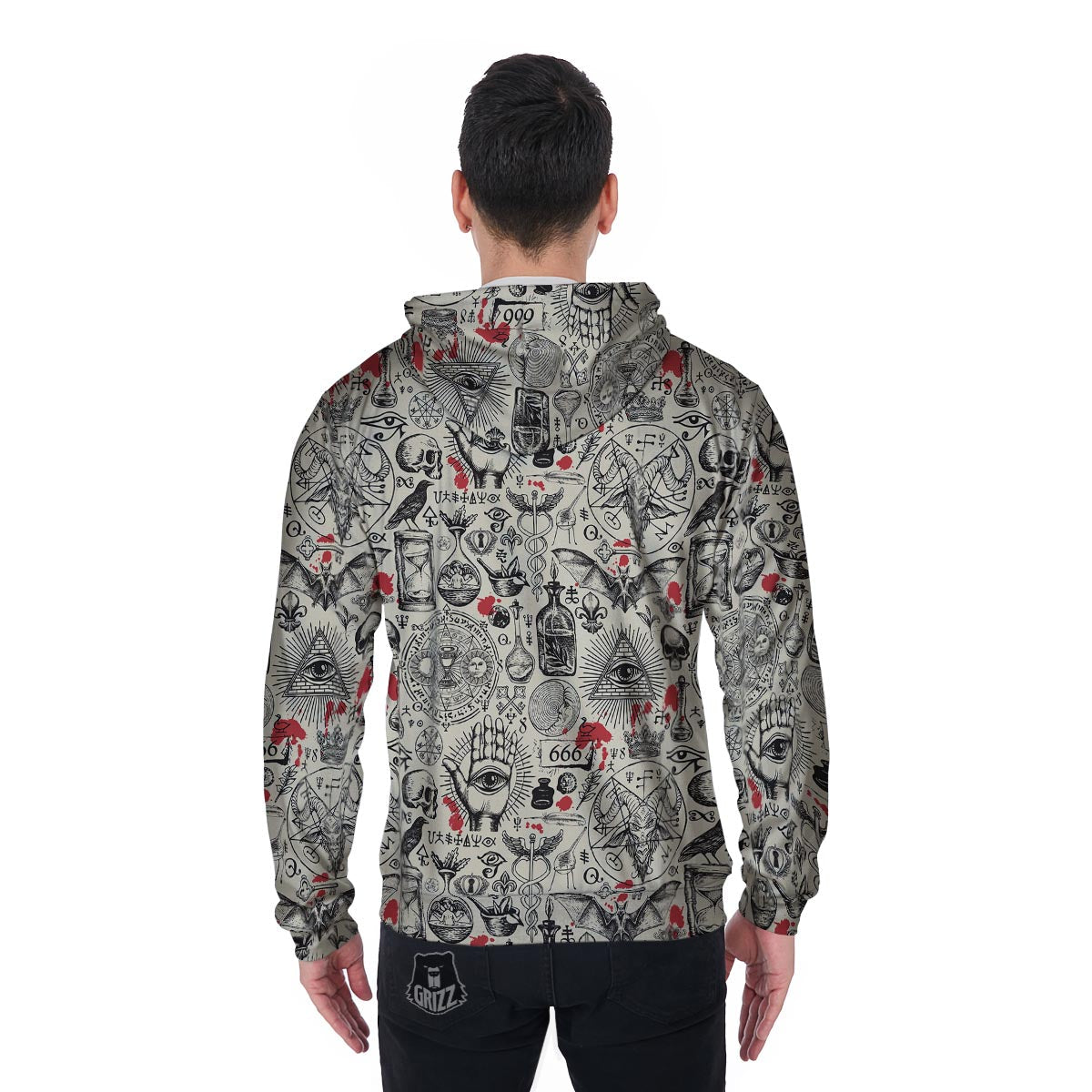 Freemason Satanic Gothic Witch Men's Zip Up Hoodie-grizzshop