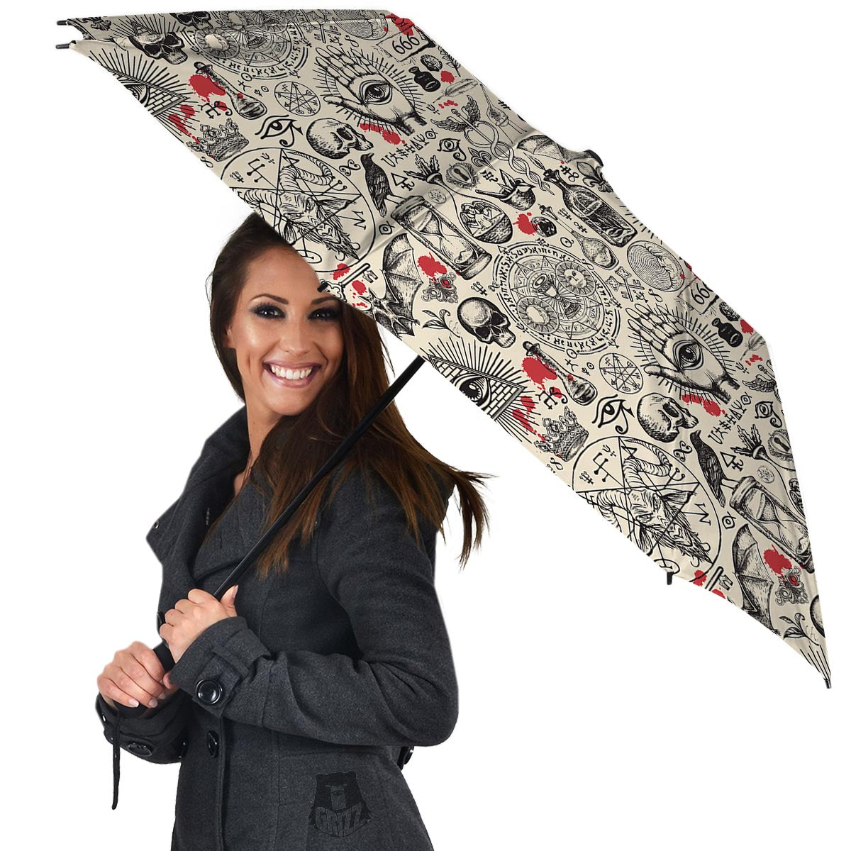 Freemason Satanic Gothic Witch Umbrella-grizzshop