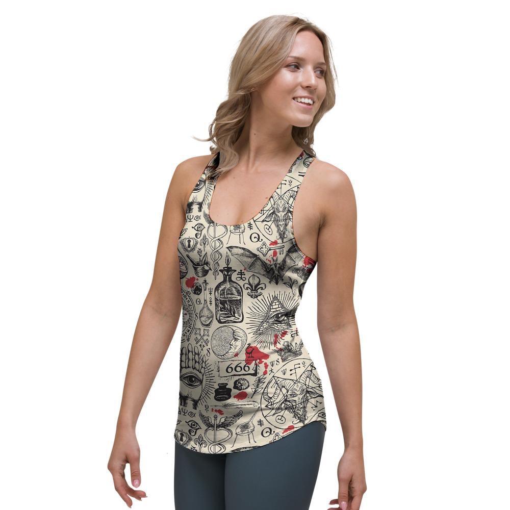 Freemason Satanic Gothic Witch Women's Racerback Tank Top-grizzshop