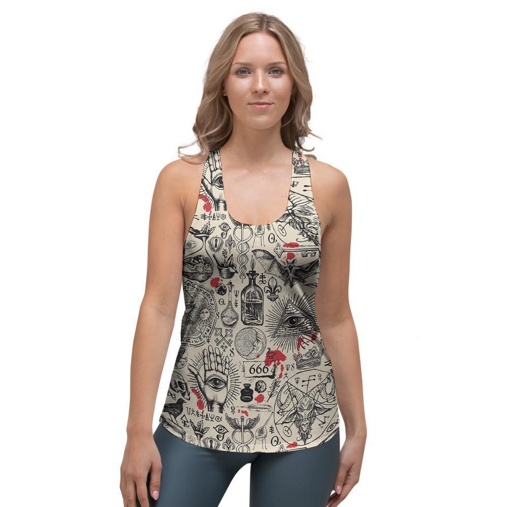Freemason Satanic Gothic Witch Women's Racerback Tank Top-grizzshop