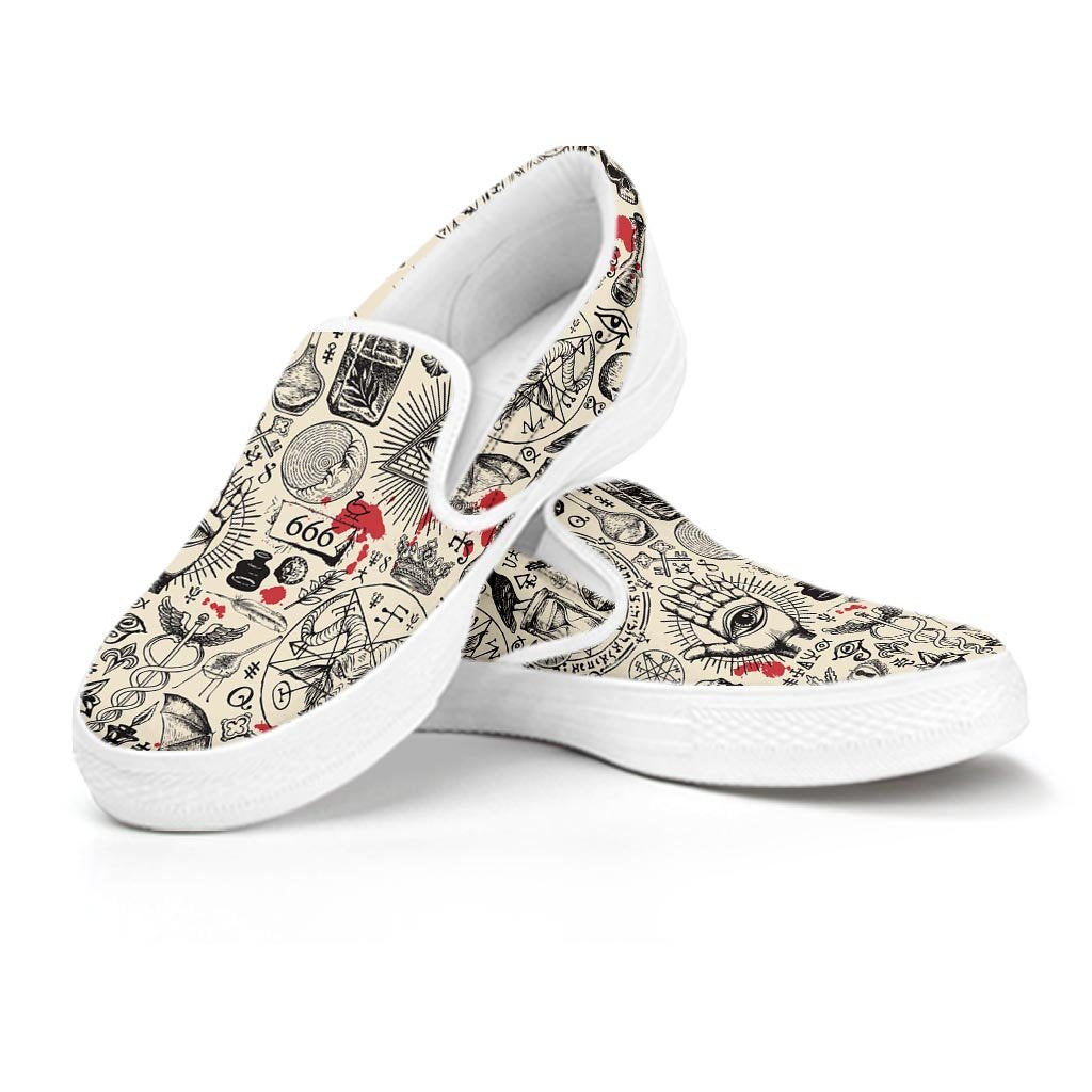 Freemason Satanic Gothic Witch Women's Slip On Sneakers-grizzshop