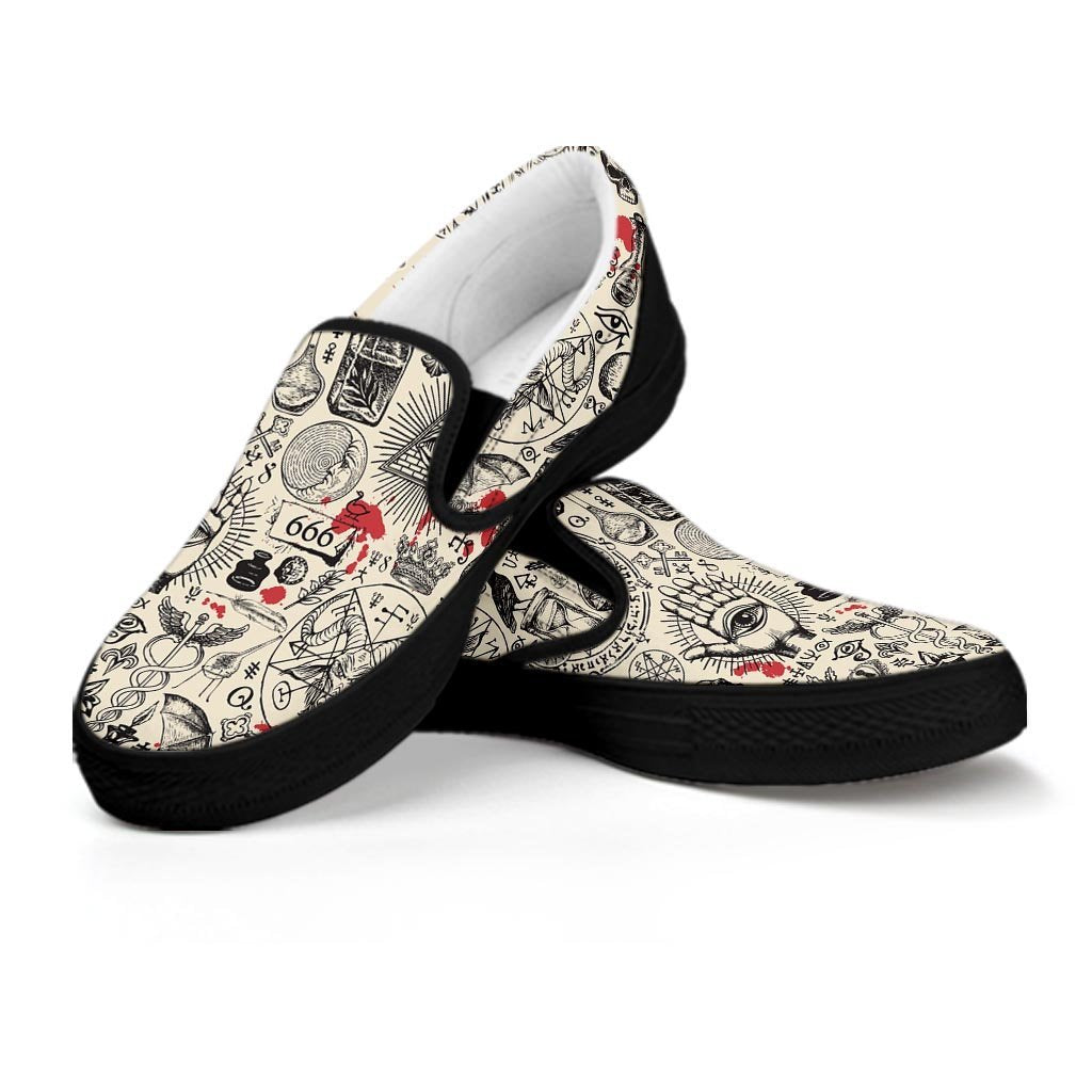 Freemason Satanic Gothic Witch Women's Slip On Sneakers-grizzshop