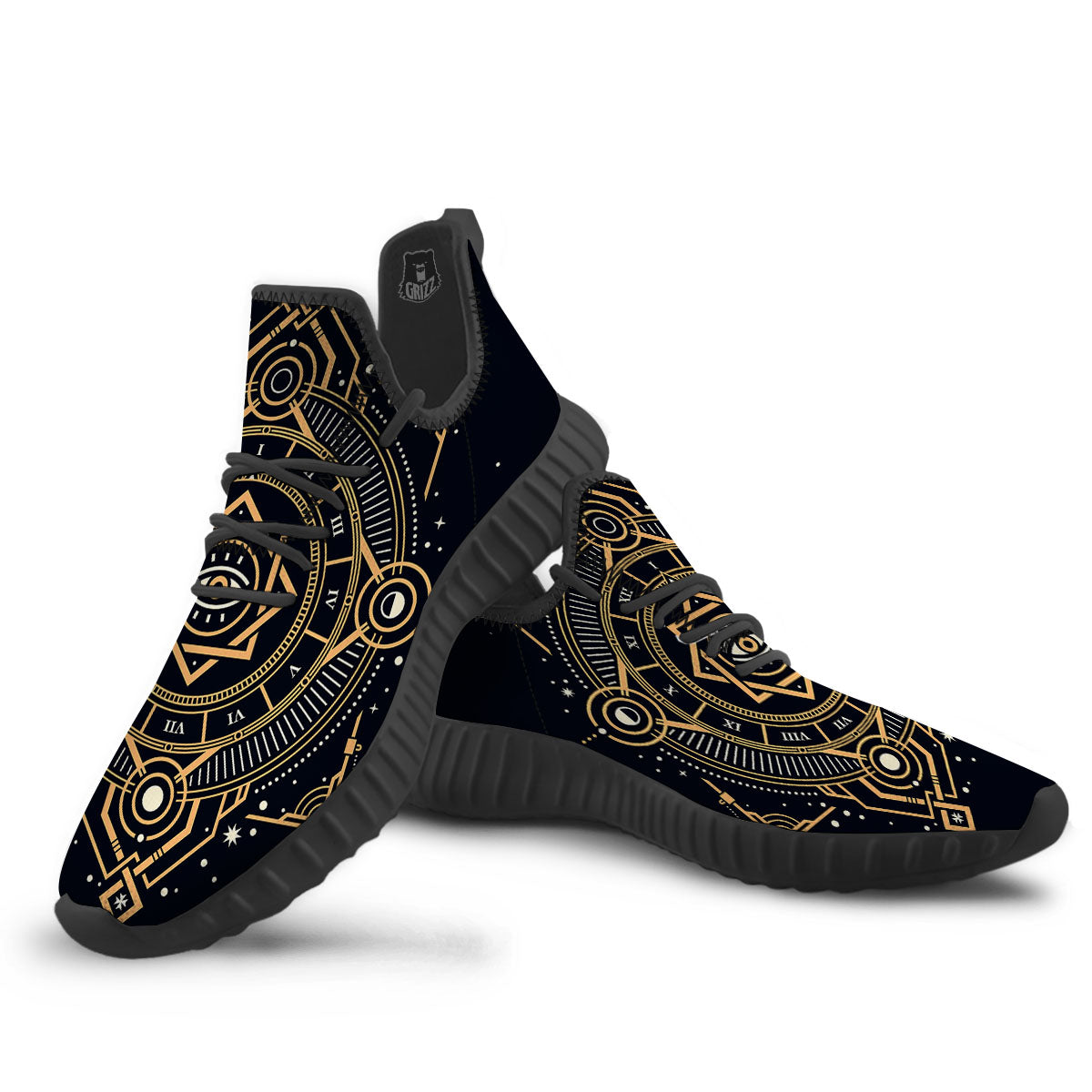 Freemasonry Masonic Eye Print Black Walking Shoes-grizzshop