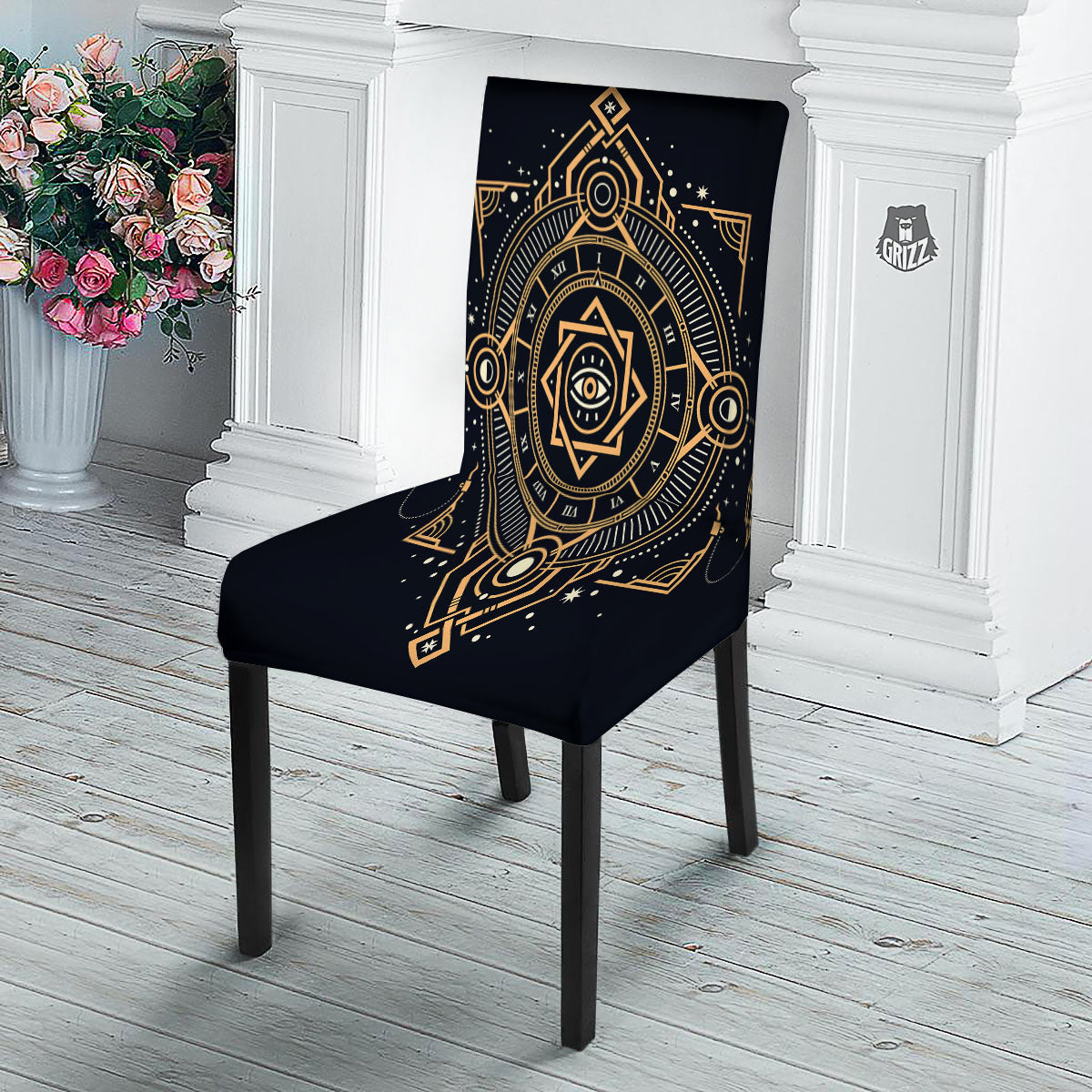 Freemasonry Masonic Eye Print Dining Chair Slipcover-grizzshop