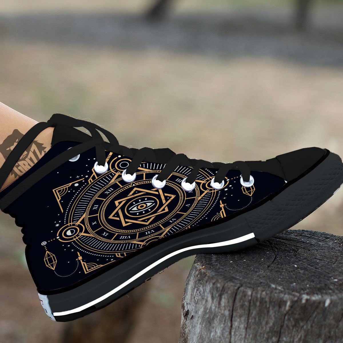 Freemasonry Masonic Eye Print High Top Shoes-grizzshop