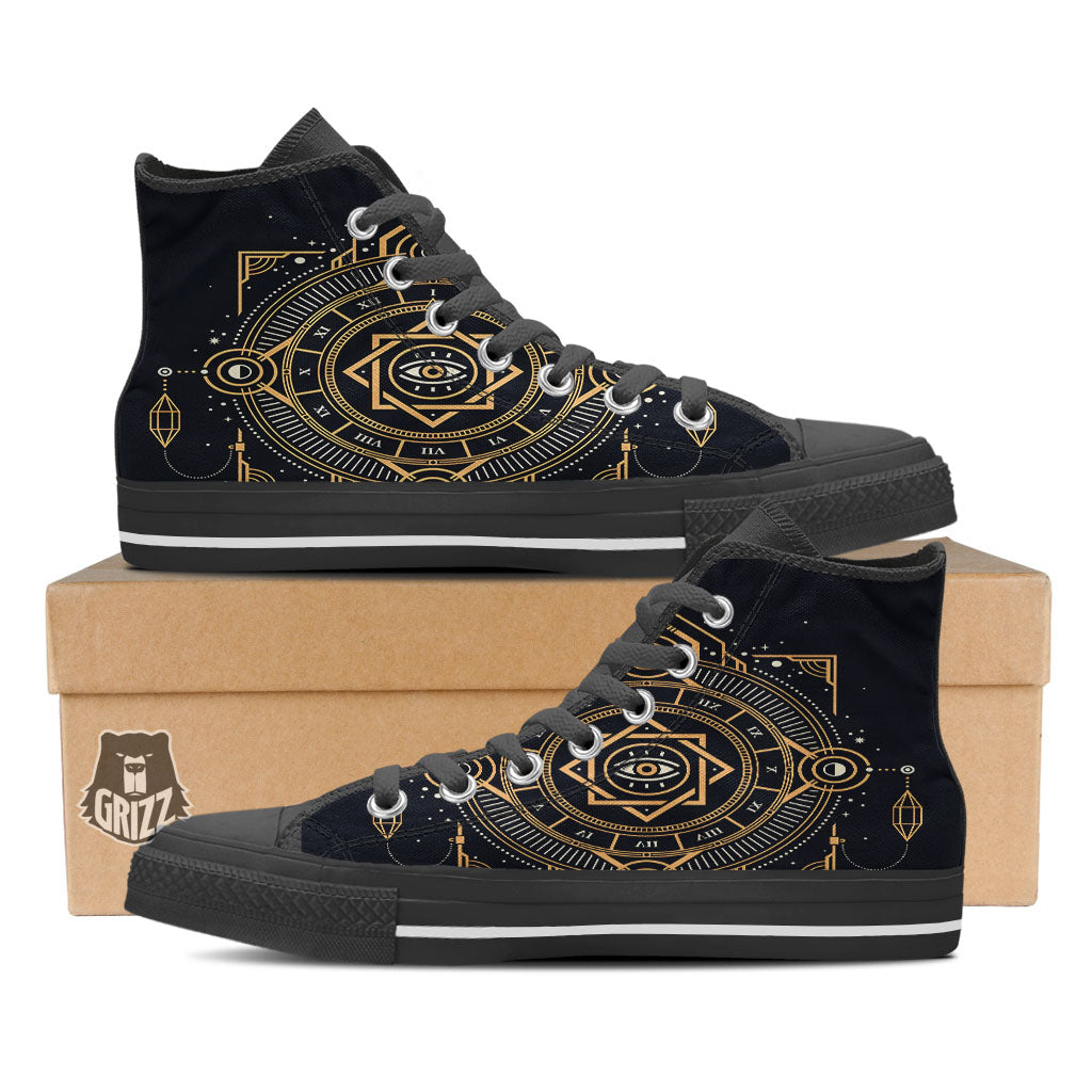 Freemasonry Masonic Eye Print High Top Shoes-grizzshop
