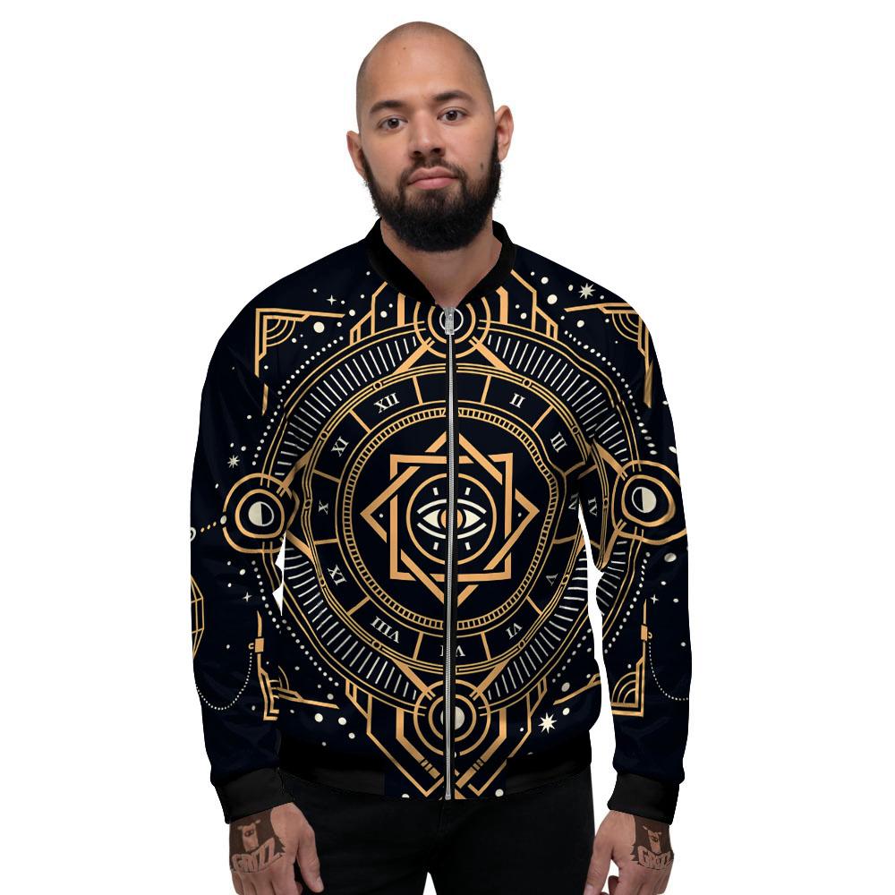 Freemasonry Masonic Eye Print Men's Bomber Jacket-grizzshop