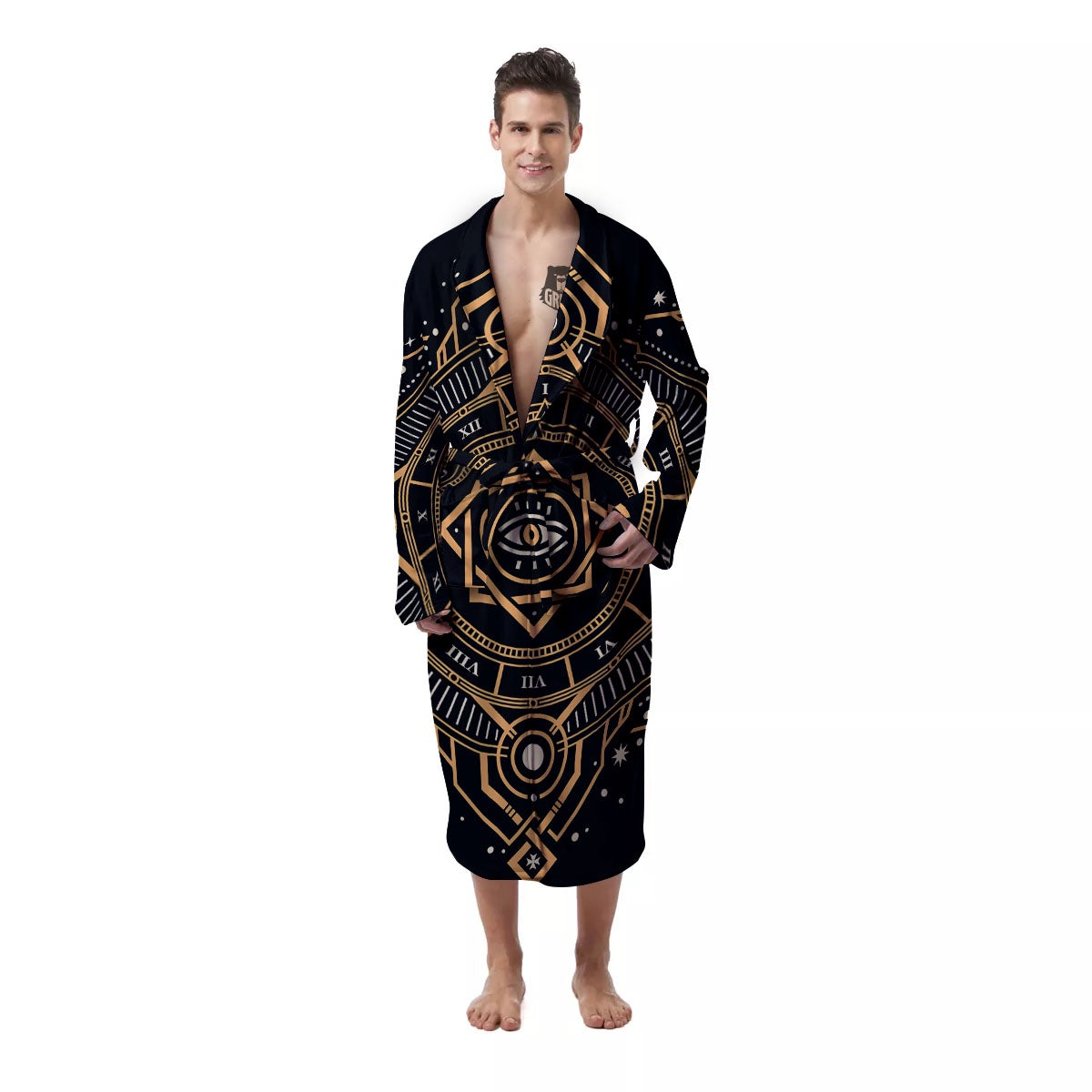 Freemasonry Masonic Eye Print Men's Robe-grizzshop