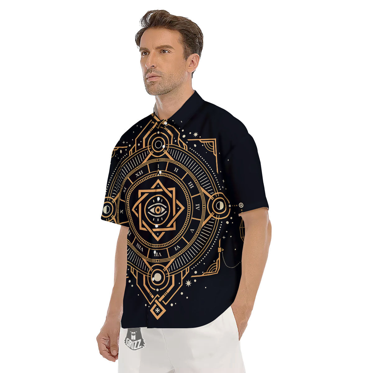 Freemasonry Masonic Eye Print Men's Short Sleeve Shirts-grizzshop