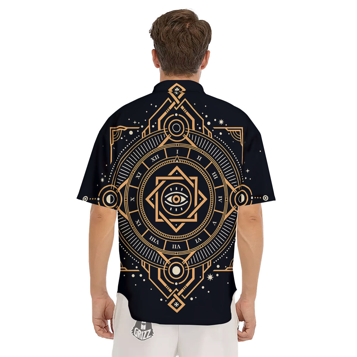 Freemasonry Masonic Eye Print Men's Short Sleeve Shirts-grizzshop
