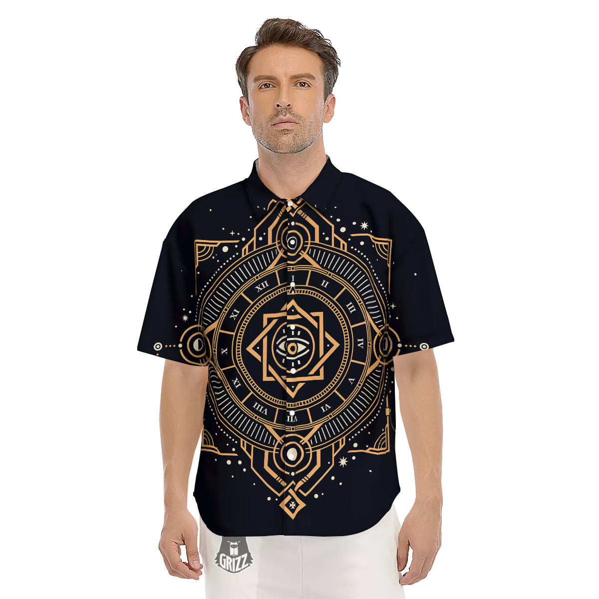 Freemasonry Masonic Eye Print Men's Short Sleeve Shirts-grizzshop
