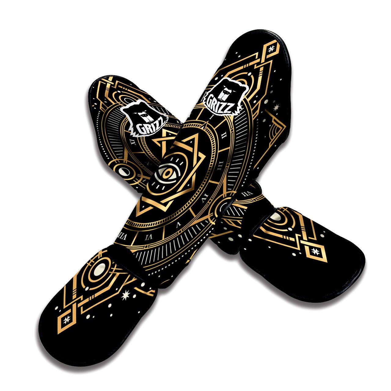 Freemasonry Masonic Eye Print Muay Thai Shin Guards-grizzshop