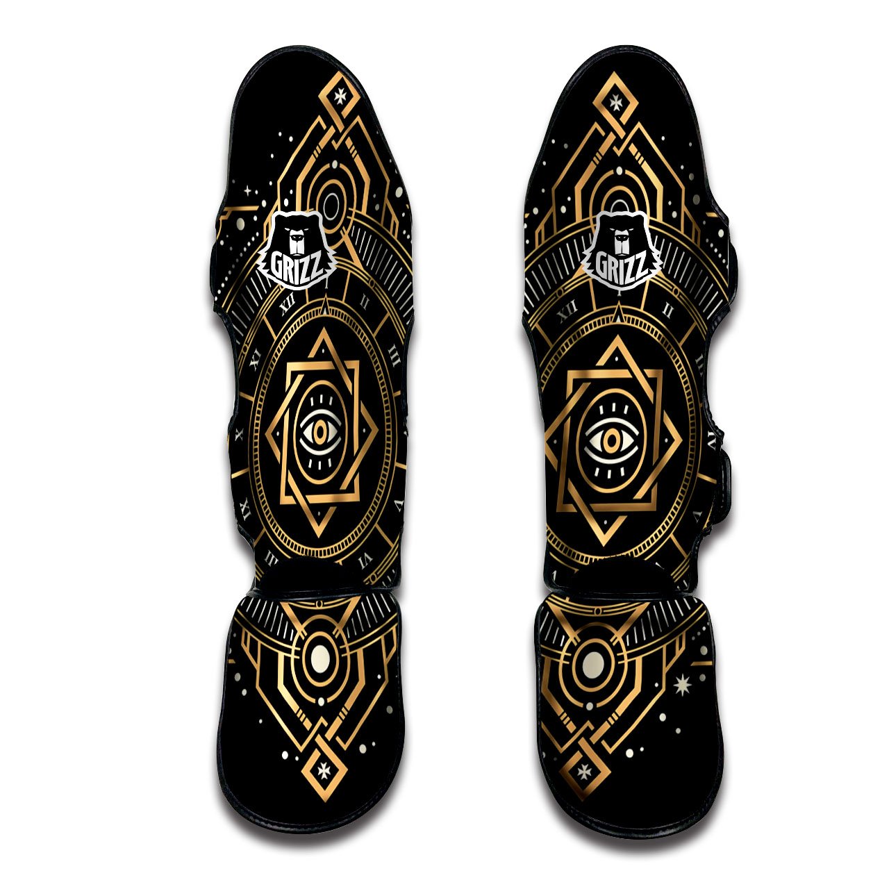 Freemasonry Masonic Eye Print Muay Thai Shin Guards-grizzshop