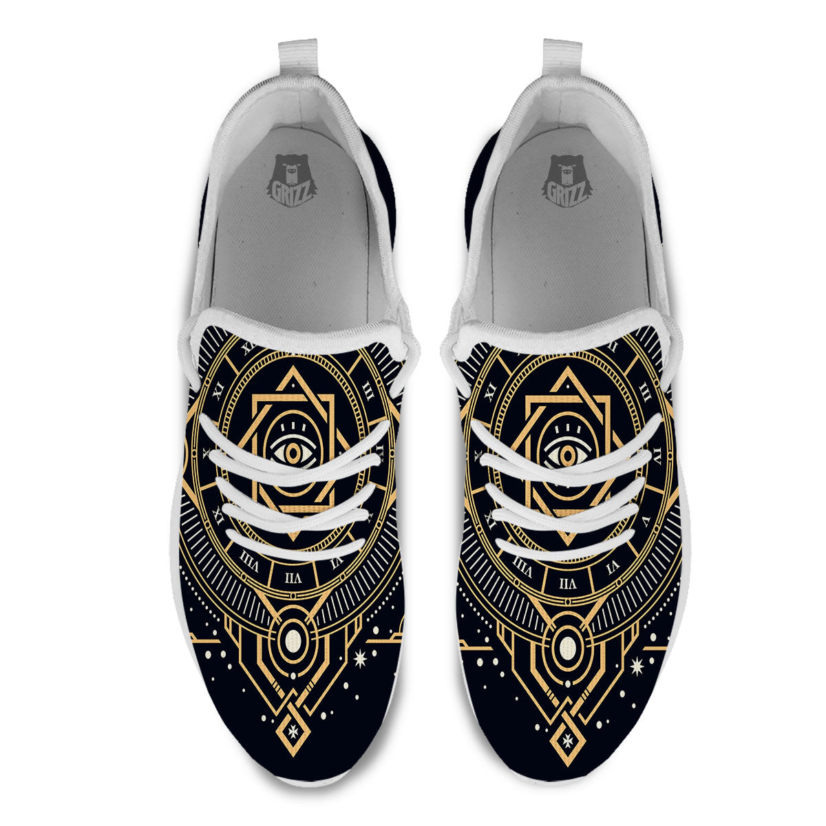 Freemasonry Masonic Eye Print White Athletic Shoes-grizzshop