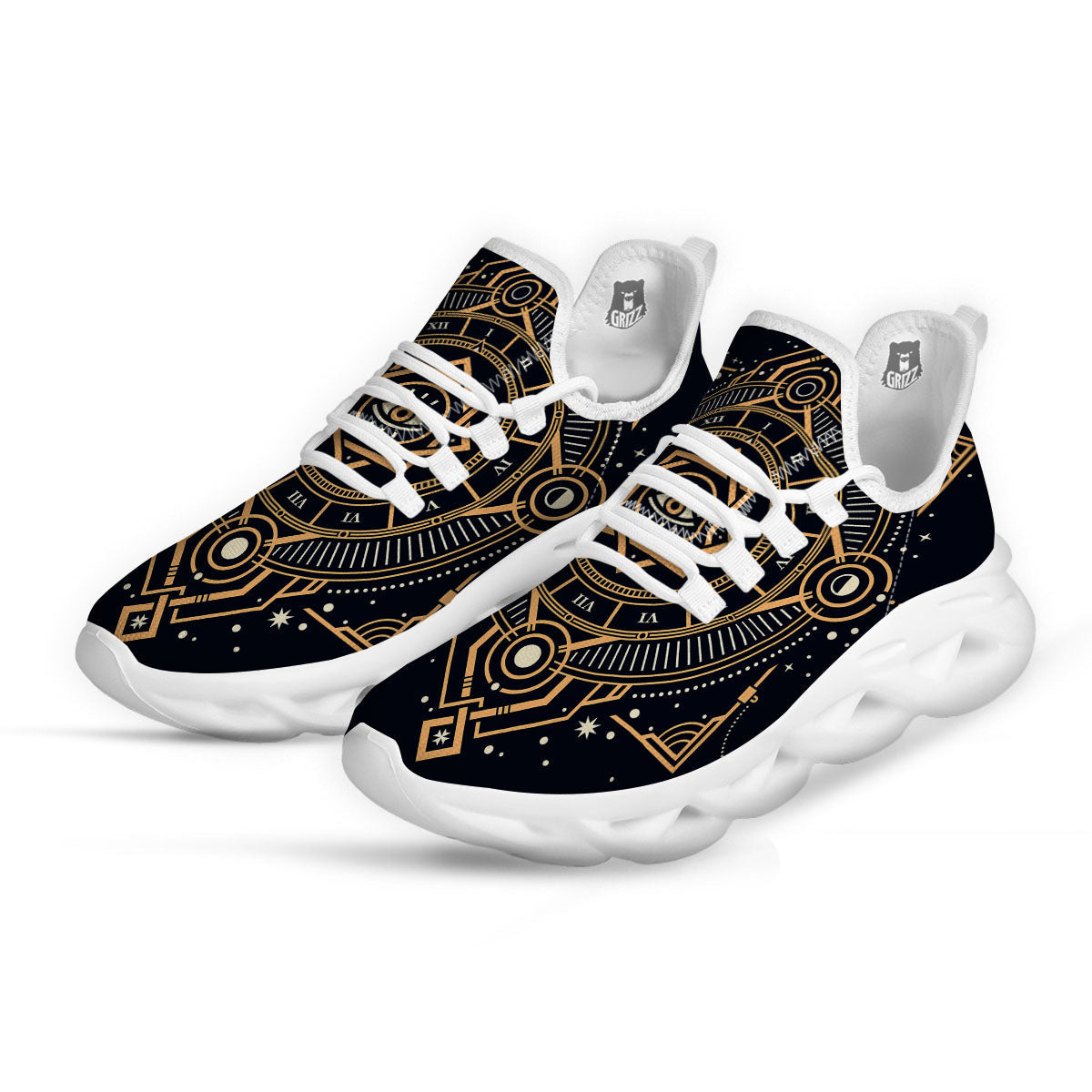 Freemasonry Masonic Eye Print White Running Shoes-grizzshop