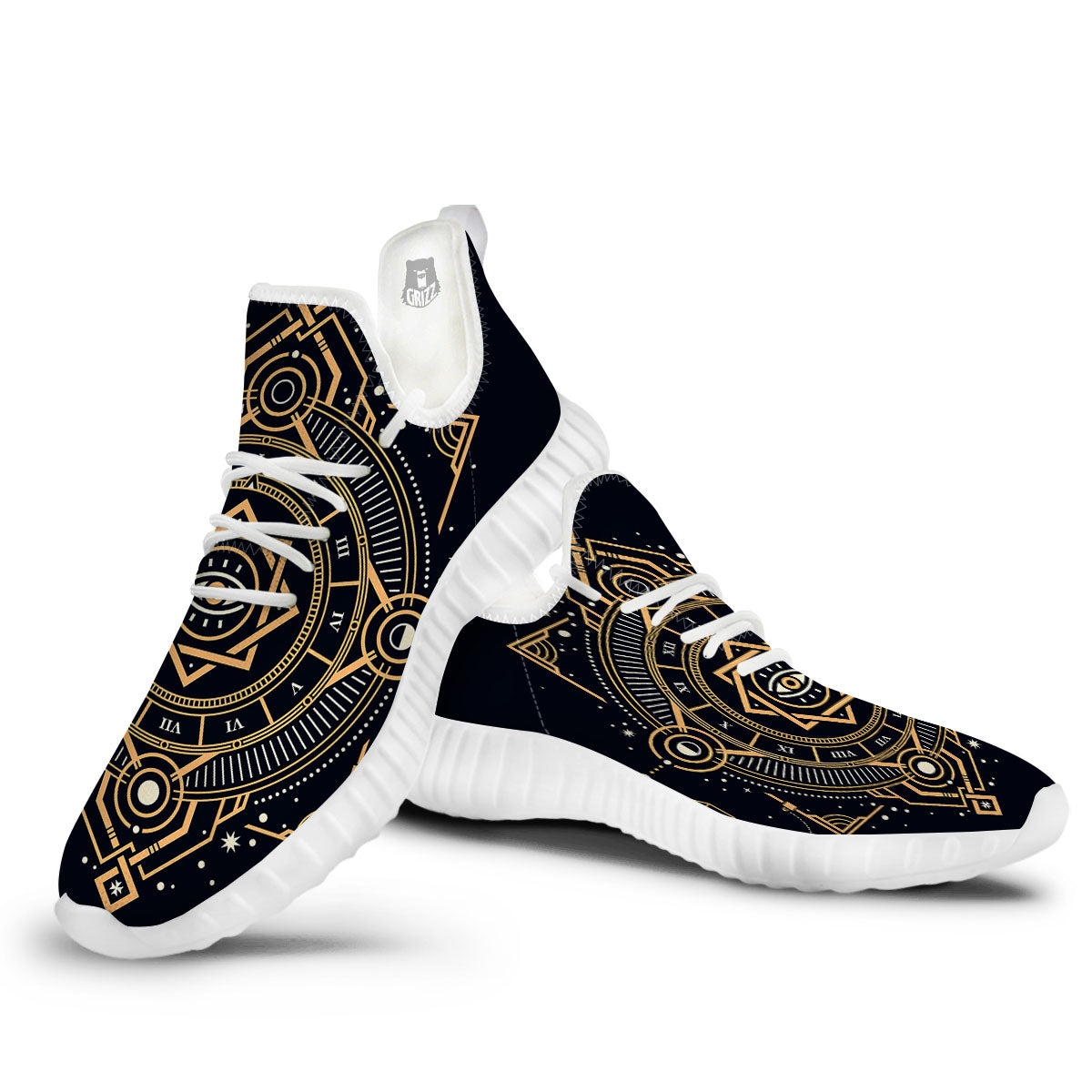 Freemasonry Masonic Eye Print White Walking Shoes-grizzshop