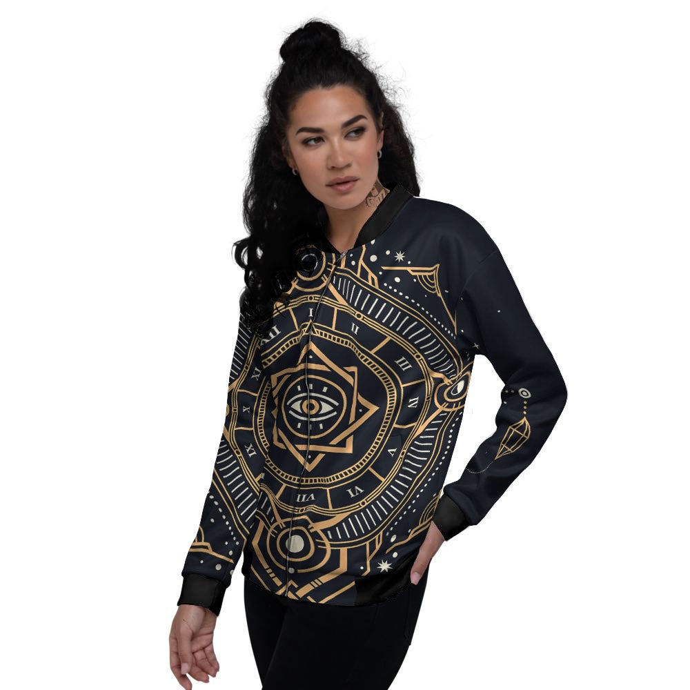Freemasonry Masonic Eye Print Women's Bomber Jacket-grizzshop