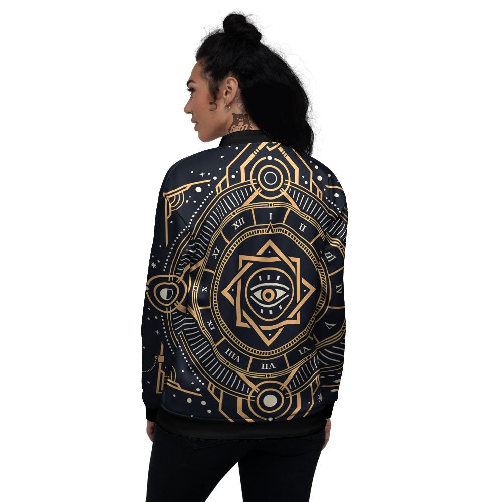 Freemasonry Masonic Eye Print Women's Bomber Jacket-grizzshop